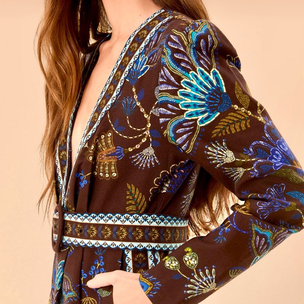 FARM Rio Brown Garden V-Neck Jumpsuit